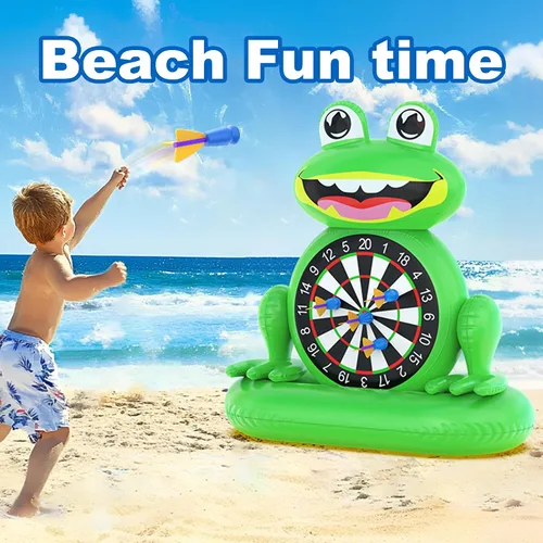 Miniatura 4 de MOONTOY Juguetes de piscina para niños, juego de mesa inflable de dardos de rana, juegos de piscina para playa y patio trasero, juguetes de agua