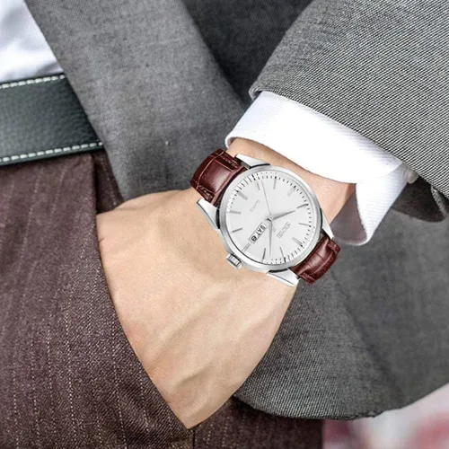 Miniatura 2 de SKMEI Reloj para hombres de negocios vestido clásico de moda casual negro cuero cuarzo analógico impermeable calendario fecha luz simple relojes