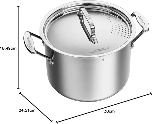 Miniatura 8 de Cuisinart 766S-22 - Olla para pasta de acero inoxidable de 6 cuartos de galón con tapa coladora Colección de utensilios de cocina clásicos de Chef