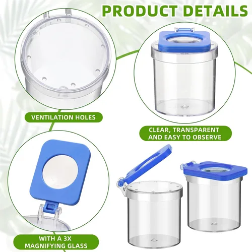Miniatura 3 de Halloscume Paquete de 20 unidades de visor de insectos para niños con pinzas, explorador, juego de contenedores para atrapar insectos para insectos