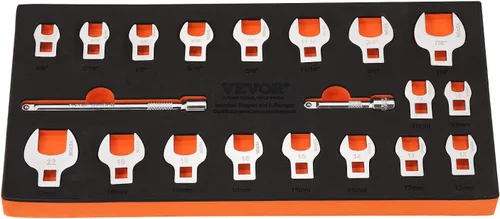 Miniatura 11 de VEVOR Juego de llaves de racores, 1/2" de transmisión 14 piezas SAE (1-1/16" - 2") Juego de llaves de racores con bandeja de almacenamiento