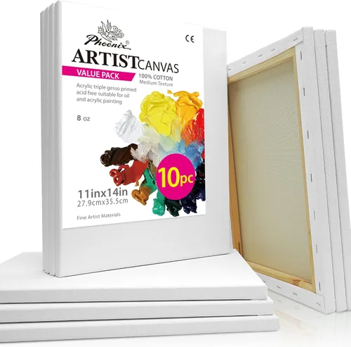 Miniatura 20 de PHOENIX Lienzo Estirado Grande para Pintura 14x18 Pulgadas/Paquete de 7 Unidades, 8 Oz Triple Imprimado Perfil de 5/8 Pulgadas 100% Algodón Lienzo
