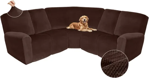 Miniatura 328 de Arfntevss Fundas de sofá seccional reclinable de terciopelo, Funda de sofá seccional de esquina para sofá reclinable, Funda elástica suave