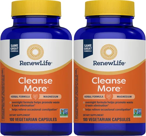Miniatura 7 de Renew Life Cleanse More fórmula herbal con magnesio para aliviar el estreñimiento ocasional durante la noche; ayuda a promover la eliminación