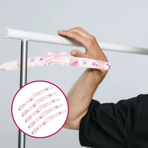 Miniatura 5 de VILLCASE 5 perchas acolchadas antideslizantes con funda de esponja suave para suéteres, vestidos y trajes, diseño sin rastros para la organización