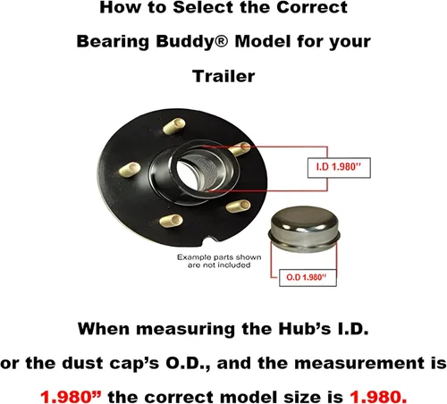 Miniatura 2 de Bearing Buddy Protectores de rodamientos de acero inoxidable (1.980 pulgadas de diámetro) con control automático con sujetadores, par