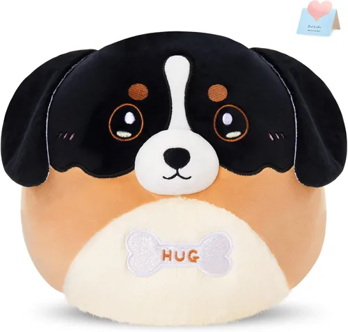 Almohada de felpa de perro de montaña bernés de 12 pulgadas, lindo perro de montaña bernés, juguete de peluche suave para cachorros, regalos de