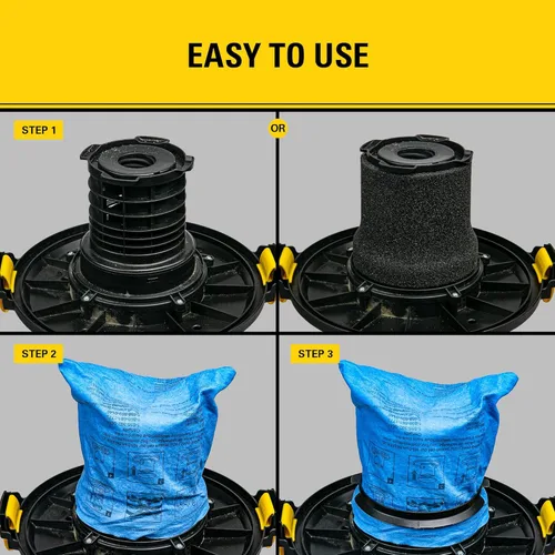 Miniatura 7 de STANLEY Filtro de tela azul reutilizable con anillo de abrazadera 19-1500 para aspiradoras húmedas/secas de 5-6 galones, bolsa de filtro compatible