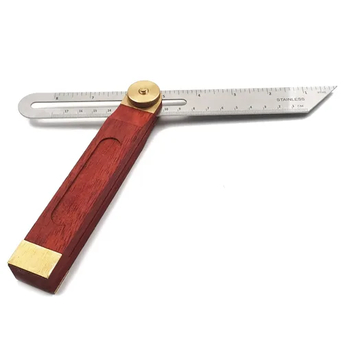 Miniatura 2 de Medidor de bisel, medidor de bisel deslizante, buscador de ángulo de bisel en T de 8 pulgadas con mango de madera, regla de medidas en T