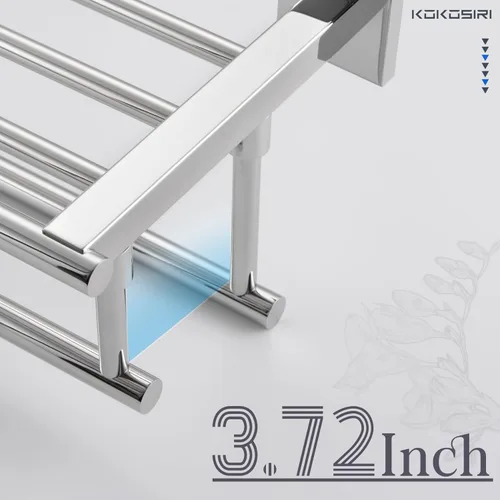 Miniatura 4 de KOKOSIRI Estante para Toallas de Baño, Porta Toallas de 32 Pulgadas con Barras de Toallas Dobles Montado en Pared, Acero Inoxidable Pulido Cromado