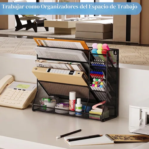 Miniatura 7 de Jakyitvi Organizador de archivos montado en la pared, organizador de escritorio de metal ajustable y duradero de 4 niveles, soporte para archivos