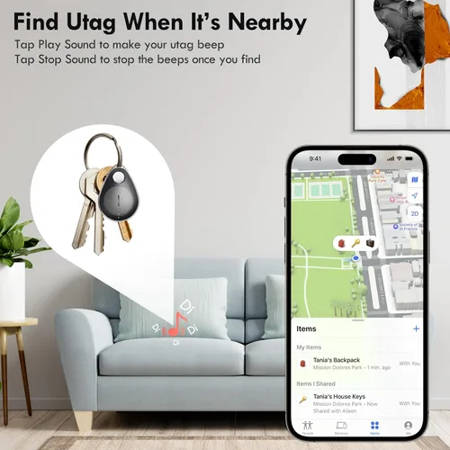 Miniatura 4 de Utag - Rastreador GPS para niños, paquete de 2 unidades, rastreador Bluetooth funciona con Apple Find My (solo iOS), impermeable, modo perdido, sin