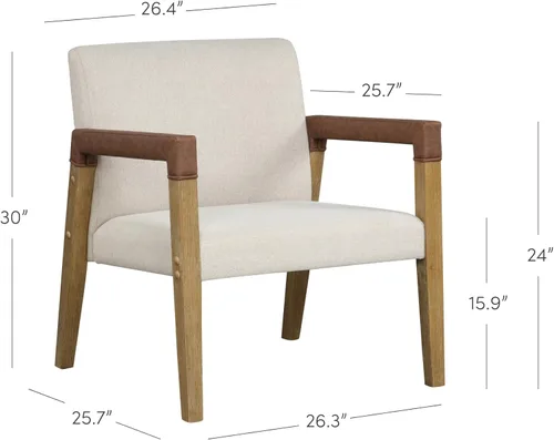 Miniatura 2 de Nathan James - Hudson - Silla decorativa para sala de estar, cómoda silla de lectura para dormitorio, sillón de madera estilo mediados de siglo