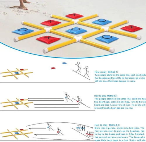 Miniatura 5 de OTTARO Juego gigante de Tic Tac Toe para exteriores e interiores para la familia, juego de lanzamiento de bolsas de frijoles al aire libre