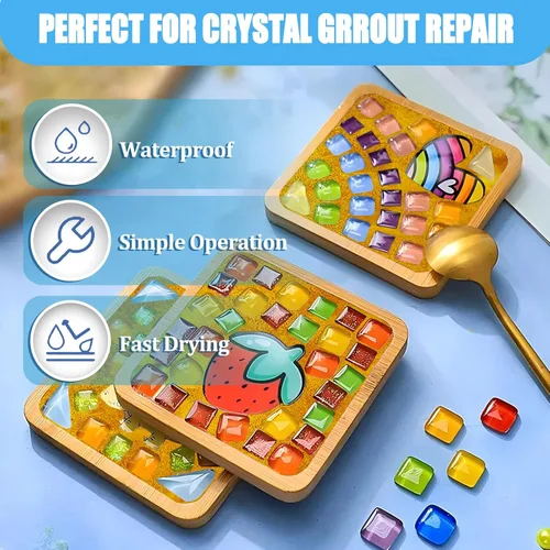 Miniatura 3 de Lechada de cristal de mosaico, herramientas de azulejos de mosaico, accesorios de mosaico, esencial para lechada hecha a mano y perfecto para Dorado