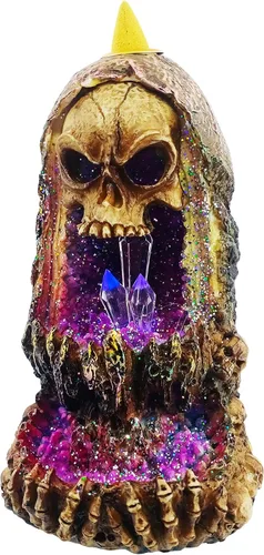 Miniatura 3 de Fantasy Gifts Quemador de incienso Geode Skull Back Flow w/LED - 6.5