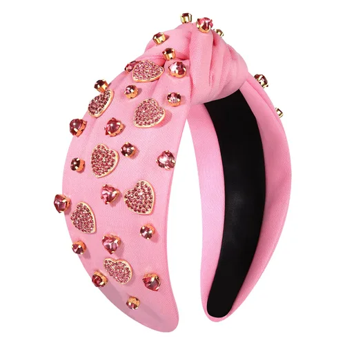 Miniatura 24 de Diademas de corazón para el día de San Valentín para mujer, accesorios para el día de San Valentín, diadema anudada con corazones con cuentas