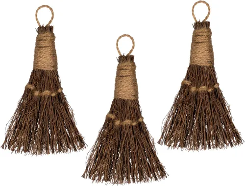Escoba de canela, aroma a canela, 6 pulgadas (paquete de 3), mini escoba decorativa para protección de puerta 03 Paquete