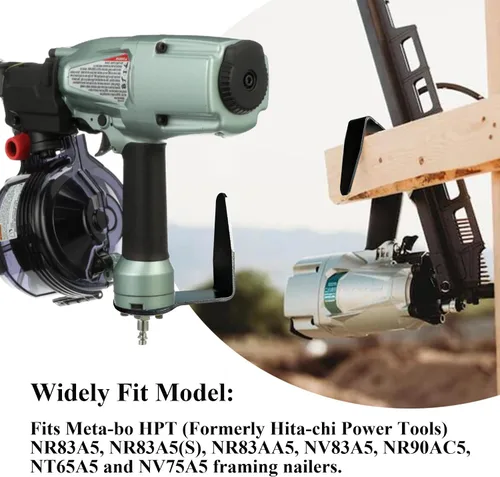Miniatura 2 de Gancho para colgar herramientas de viga 889661M, ampliamente compatible con herramientas Metabo HPT, Soporte para pistola de enmarcado y techado