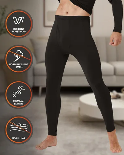 Miniatura 3 de CL convallaria 2 Pack Long Johns Thermal Underwear for Men Soft Fleece Lined Base Layer Cold Weather Set XS-4XL