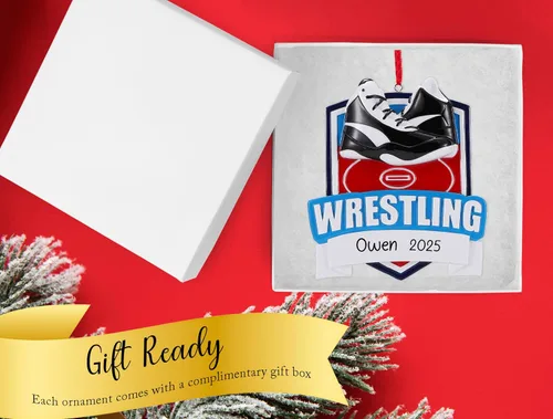 Miniatura 4 de Adorno de Navidad personalizado de lucha libre 2026 Decoración personalizada para árbol de Navidad de luchador Regalo de recuerdo único