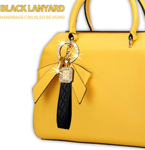Miniatura 3 de Llavero de cuero brillante para automóvil, llavero universal para hombres y mujeres, anillo en D antipérdida, Negro -, Negro