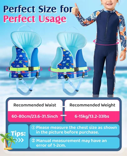 Miniatura 7 de HeySplash Chaleco de natación para niños pequeños, flotadores para niños de 22 a 44 libras/22 a 55 libras, chaqueta de natación para niños