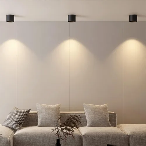 Miniatura 3 de Lámpara de techo de montaje empotrado, 20 W LED regulable 5.9 pulgadas, lámpara de techo cilíndrica de aluminio rústico negro para vestíbulo, Blanco