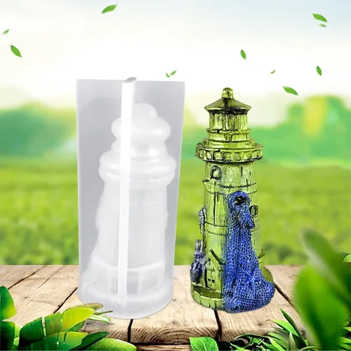 Miniatura 8 de Molde de resina de faro 3D, molde de silicona para velas de torre, molde de fundición epoxi náutica para bricolaje, pastel, fondant, jabón, playa