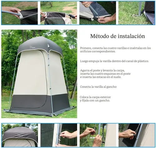 Miniatura 7 de Carpa de Ducha al Aire Libre Cambiador de Privacidad Carpas de Camping Portátiles Gris