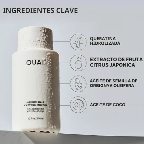 Miniatura 6 de OUAI Acondicionador Medium – Acondicionador hidratante para el cabello con aceite de coco, aceite de babasú y queratina – Fortalece, repara y añade