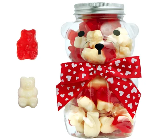 Bear Necessities Osos Gominosos en Frasco de Oso - Lindo Lazo, Caramelos Gomosos Envasados a Mano, Regalo - Elaborados y Hechos en los EE. UU.,