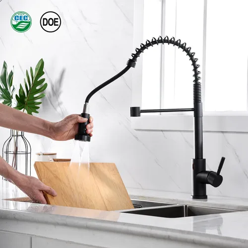 Miniatura 2 de TIORIY Cabezal de Repuesto para Grifo de Cocina Negro, con 15 Adaptadores de Plástico Cabezal Rociador de Grifo Extraíble, Boquilla Rociadora Negro