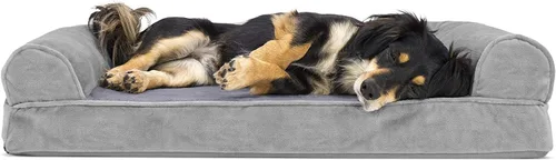 Miniatura 19 de Furhaven Cama ortopédica de espuma para perros, de pelo sintético y terciopelo, con diseño de caja de huevos, color salvia oscura, talla M Dark Sage