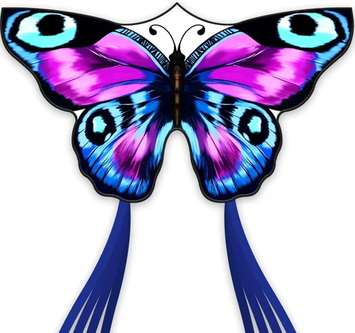 SGftre Colorida cometa de mariposa, cometa grande para exteriores fácil de volar para niños y adultos, juguetes de playa y parque con nailon Morado