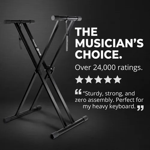 Miniatura 6 de RockJam Xfinity - Soporte para teclado de piano de alta resistencia, doble X, premontado, infinitamente ajustable con correas de bloqueo