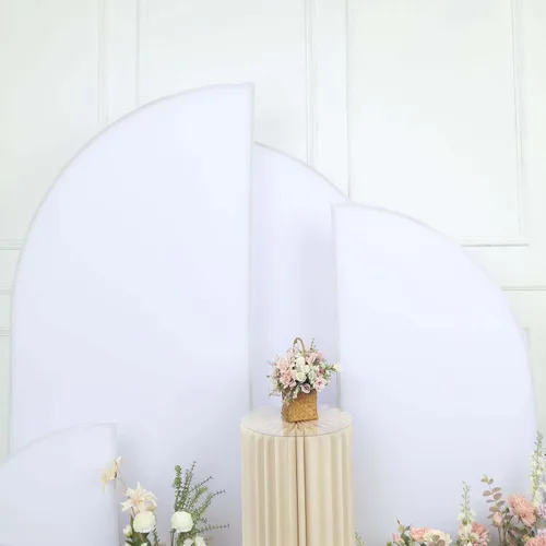 Miniatura 30 de Efavormart - Juego de 4 fundas de elastano beige para arco de media luna, fundas de telón de fondo Chiara de 2.5 pies a 7 pies para escenarios