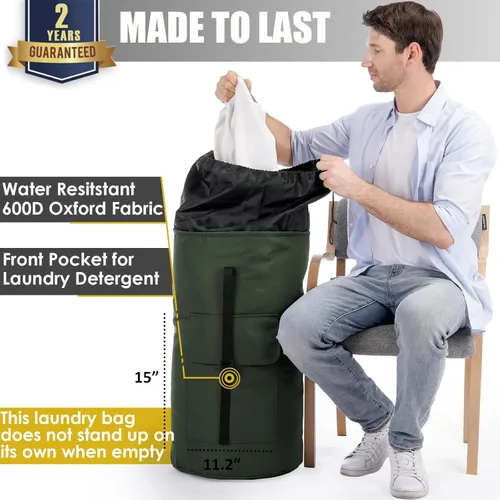 Miniatura 2 de Mochila para lavandería, 115L, resistente, extra grande, bolsa de ropa sucia con correas para el hombro, bolsa de ropa sucia con cierre de cordón