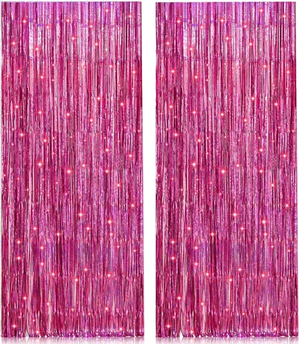 Miniatura 13 de Paquete de 2 cortinas de flecos de lámina de oropel negras de 3.2 pies x 8.2 pies, cortinas de oropel metálicas para telón de fondo de cabina