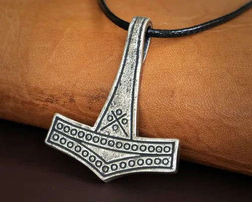 Miniatura 70 de Viking Thors Hammer Necklace Pendant - Vegvisir Aegishjalmur Helm of Awe Raven Huginn Muninn Pendant Necklace Amulet Talisman - Thor Necklace