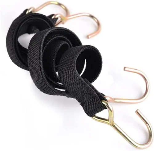 Miniatura 2 de Marcobrothers Cuerda elástica de 18 pulgadas, color negro, cuerda elástica plana y resistente con gancho, estribo elástico (18 pulgadas negras x 2)