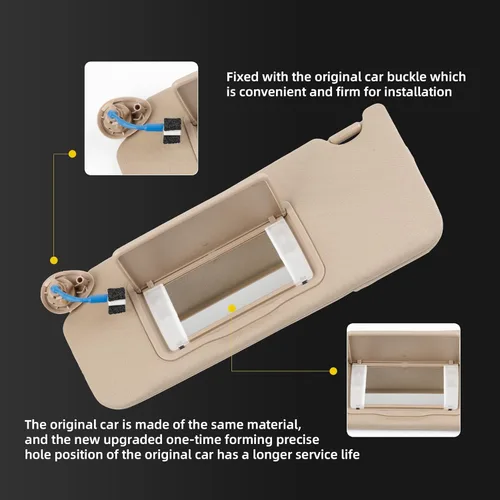 Dasbecan Parasol para el lado izquierdo del conductor beige con luz compatible con Honda Accord 2008-2017, reemplaza # 83280-TA5-A51ZA
