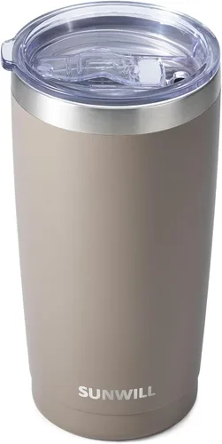 Miniatura 13 de SUNWILL Vaso de café de viaje de 20 onzas, taza aislada con tapa, taza de acero inoxidable para bebidas calientes y frías, con recubrimiento