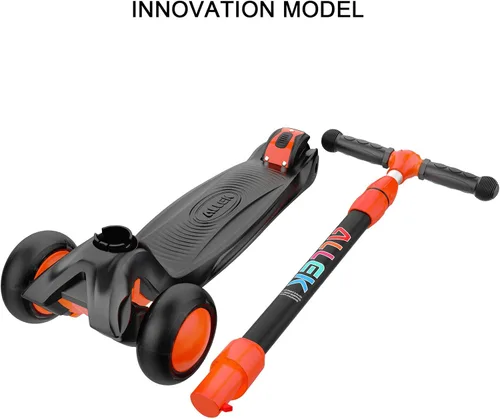 Miniatura 6 de Allek - Patinete B03, Monopatín de 3 ruedas con ruedas de PU extra anchas y luminosas, sistema Lean 'N Glide, manillar ajustable a cualquier altura