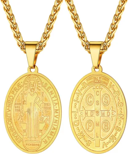 Miniatura 223 de U7 Saint Benedict/Michael Medal Necklace, 316L Stainless Steel Virgin Mary Necklace for Men Women, Bible Verse Protection Necklace Catholic