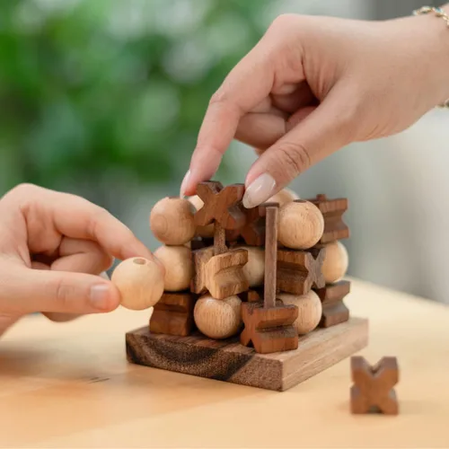 Miniatura 8 de SiamMandalay 3D XO Tic Tac Toe XOXO: Juego de madera hecho a mano para adultos con caja de regalo SM (En la foto)