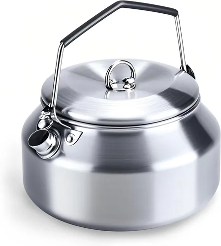 Hervidor de agua hirviendo de acero inoxidable de 1 litro, tetera portátil y ligera de calentamiento rápido, ideal para senderismo, picnic, viajes,