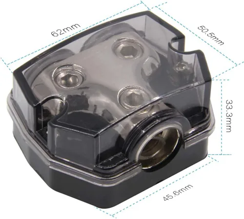 Miniatura 3 de Bloque de distribución de energía de 2 vías, calibre 0/2/4 AWG, calibre 0/4/8/10, bloque de conexión de distribución de amplificador estéreo