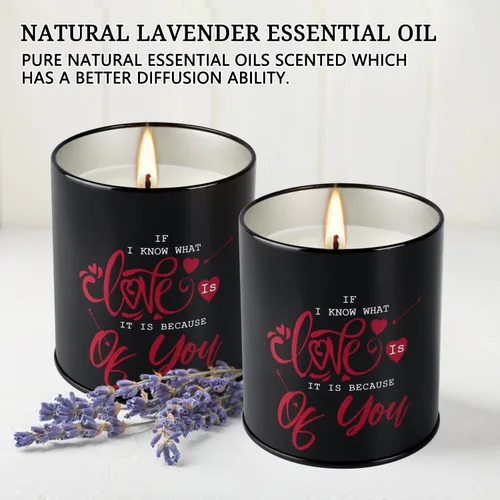 Miniatura 4 de Paquete de 2 velas perfumadas de lavanda para el día de San Valentín, velas de cera de soja de aromaterapia para parejas, padres, esposo, esposa, 9