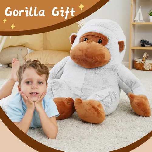 Miniatura 5 de Gorila gigante de peluche, juguetes de peluche grandes de gorila, juguetes de animales de la selva, animales de peluche jumbo esponjosos de 31